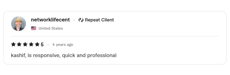 US SEO Client Review By Network Life Cent Kashif Mukhtar, is responsive, quick and professional