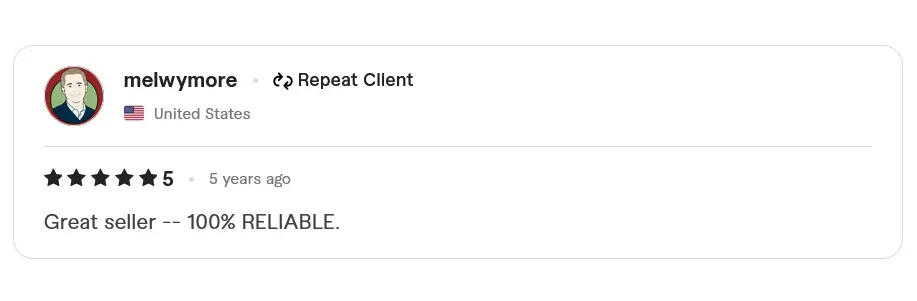 US SEO Client Review By Mel Wymore Great seller (Kashif Mukhtar) -- 100% RELIABLE.