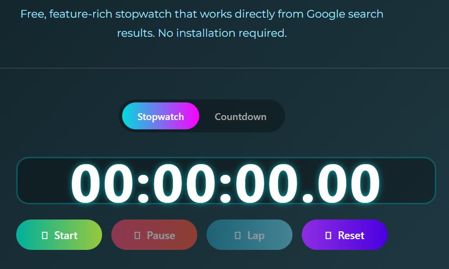 Creative Online Free Stopwatch With Lap Timer | Free Countdown Tool